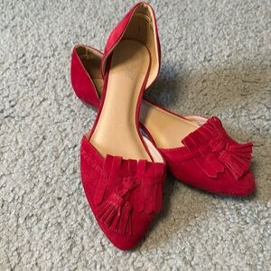 New Nicole red suede flats size 8